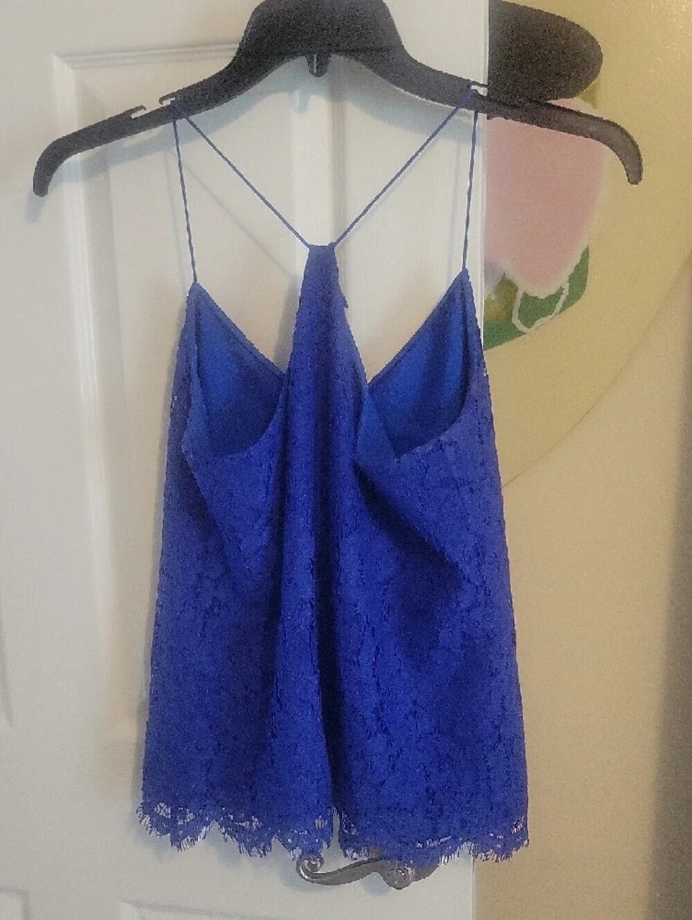 J. Crew Sz2 Cobalt Lace Overlay lined Camisole with Racerback cord strap